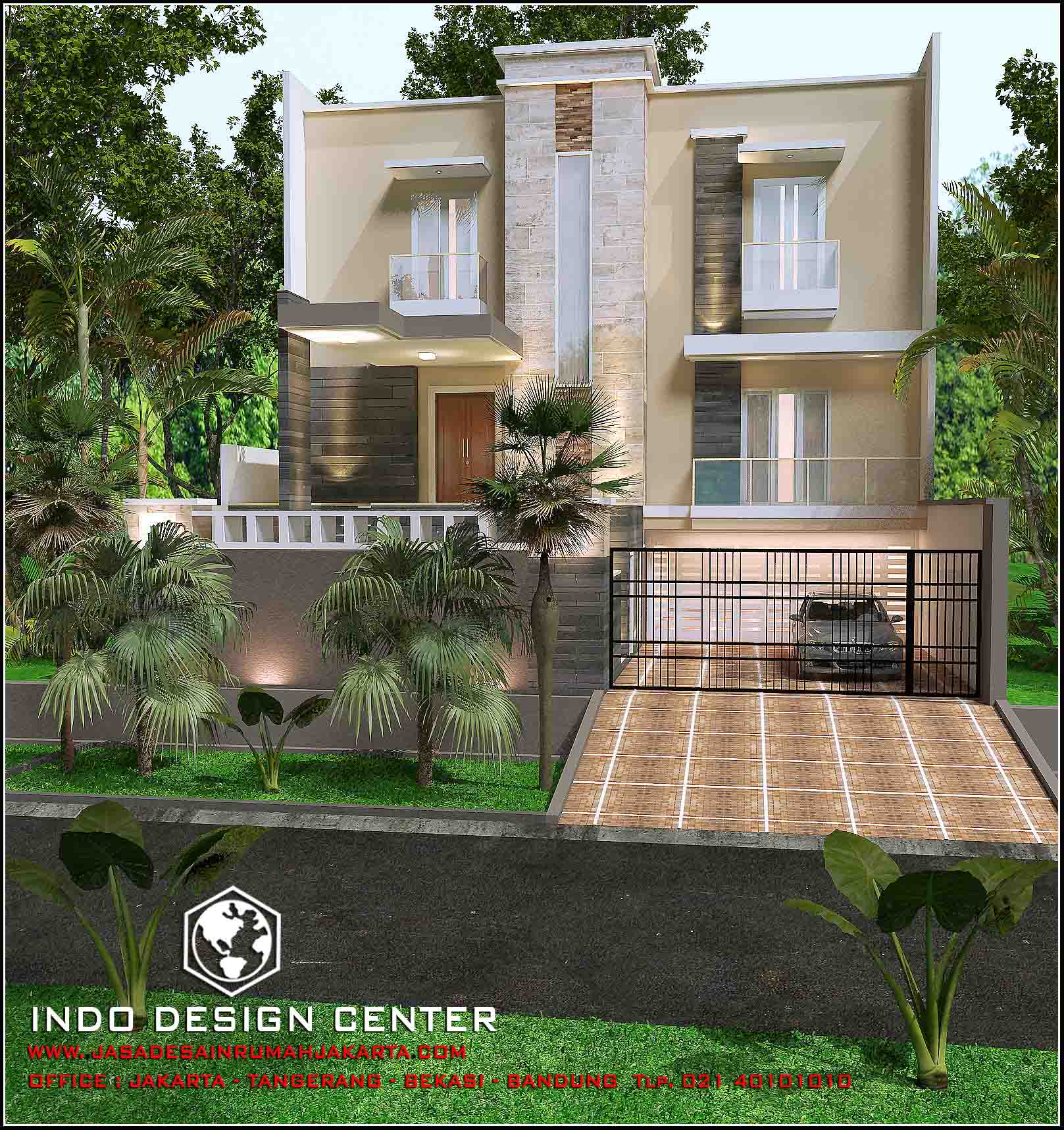 Rumah Minimalis 3 Lantai Tampak 2 Lantai Karya Arsitek IDC Jasa